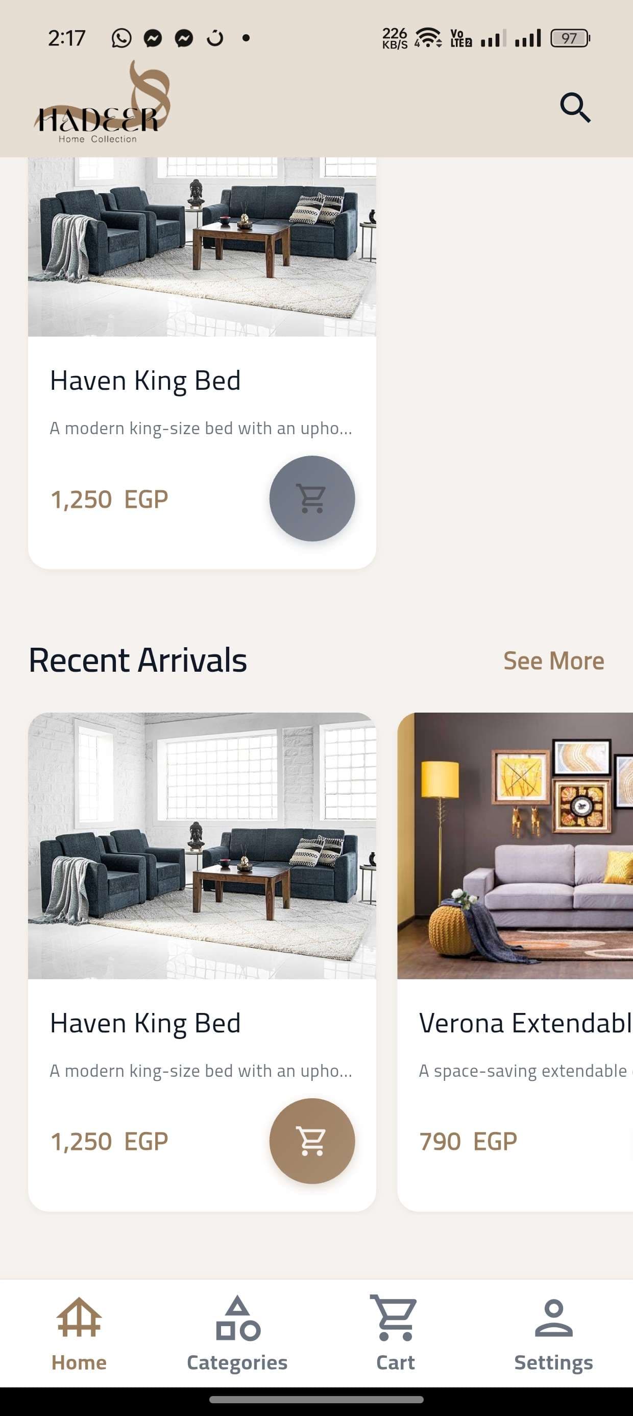 Hadder product details screen